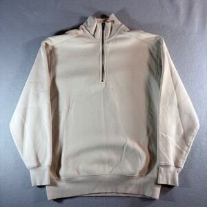 Roundtree & Yorke Mens Medium Beige Quarter Zip Pullover Sweatshirt Fleece